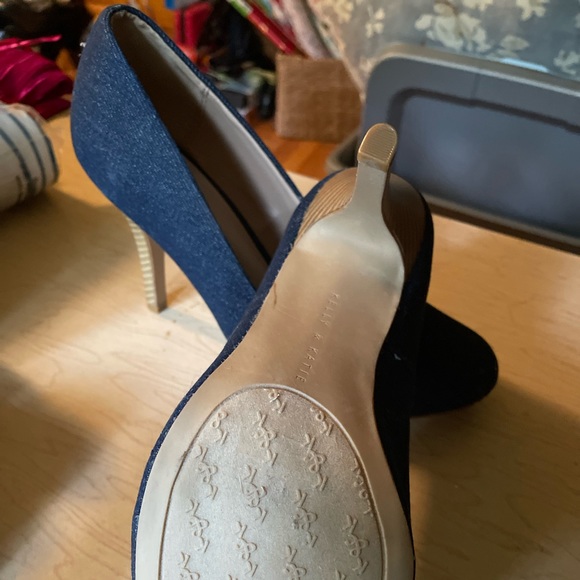 8.5 Round Toe High Heel Denim Pumps - Picture 1 of 5